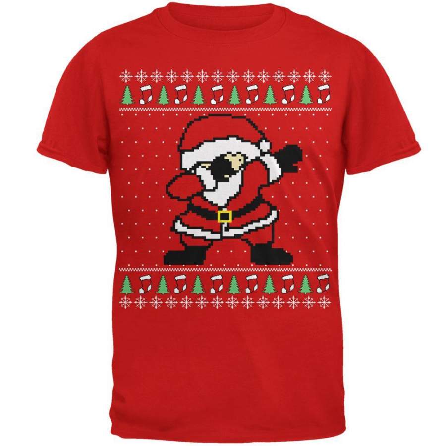 Ugly Christmas Sweater Dabbing Santa Claus Mens Soft T Shirt