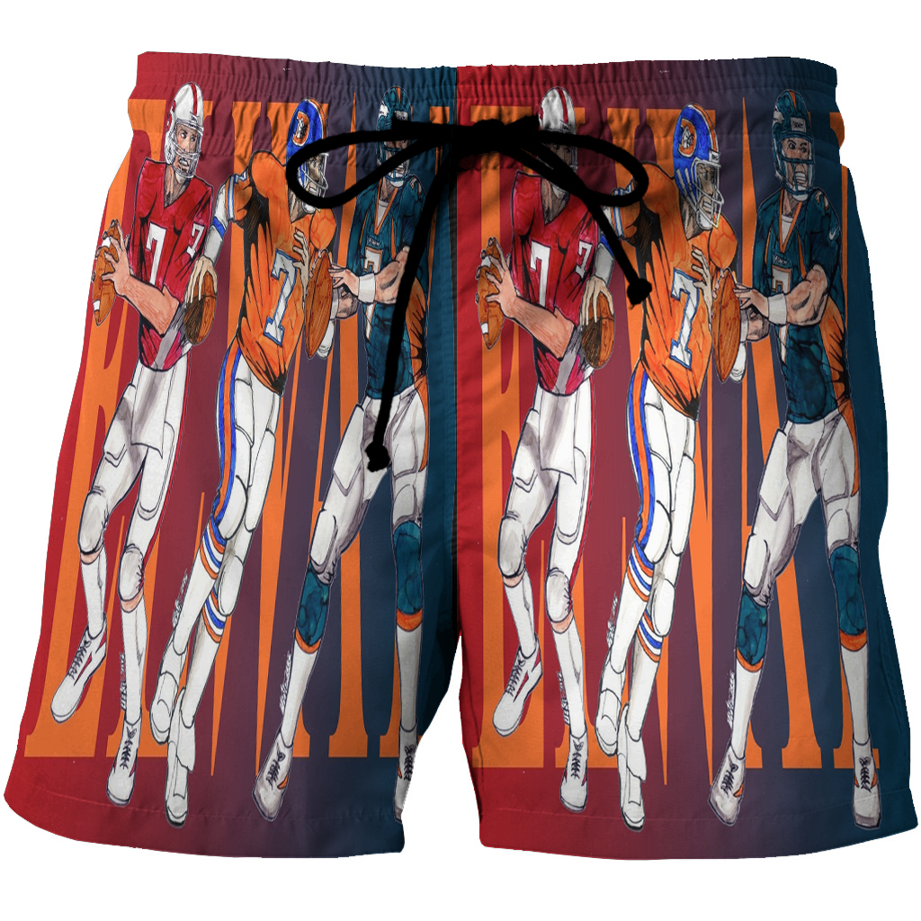 Denver Broncos John Elway V40 3D All Over Print Summer Beach Hawaiian Short