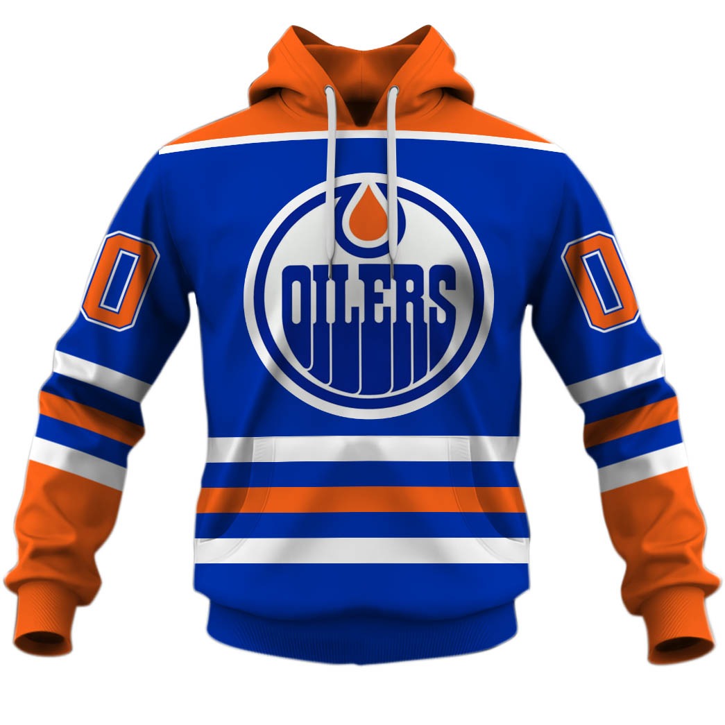 Personalized Edmonton Oilers 80S Throwback Vintage Hockey Away Jersey Personalize Hoodie