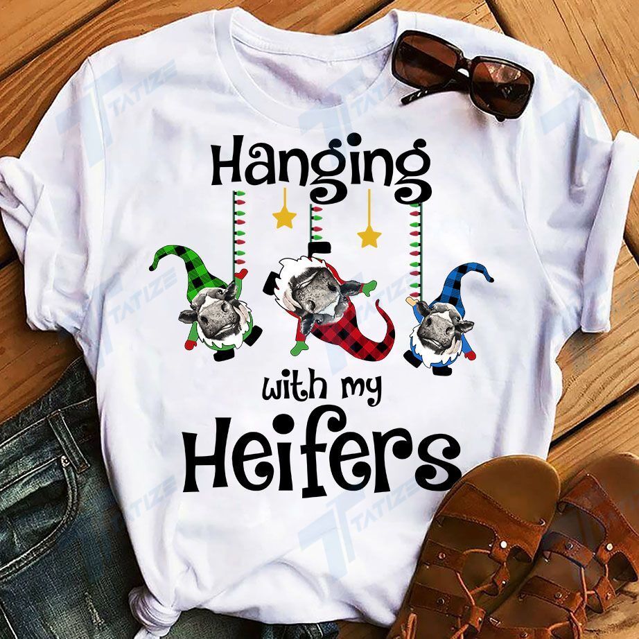 Hanging With My Heifers Funny Farm Cow Heifer Christmas Graphic Unisex T Shirt, Sweatshirt, Hoodie Size S – 5XL