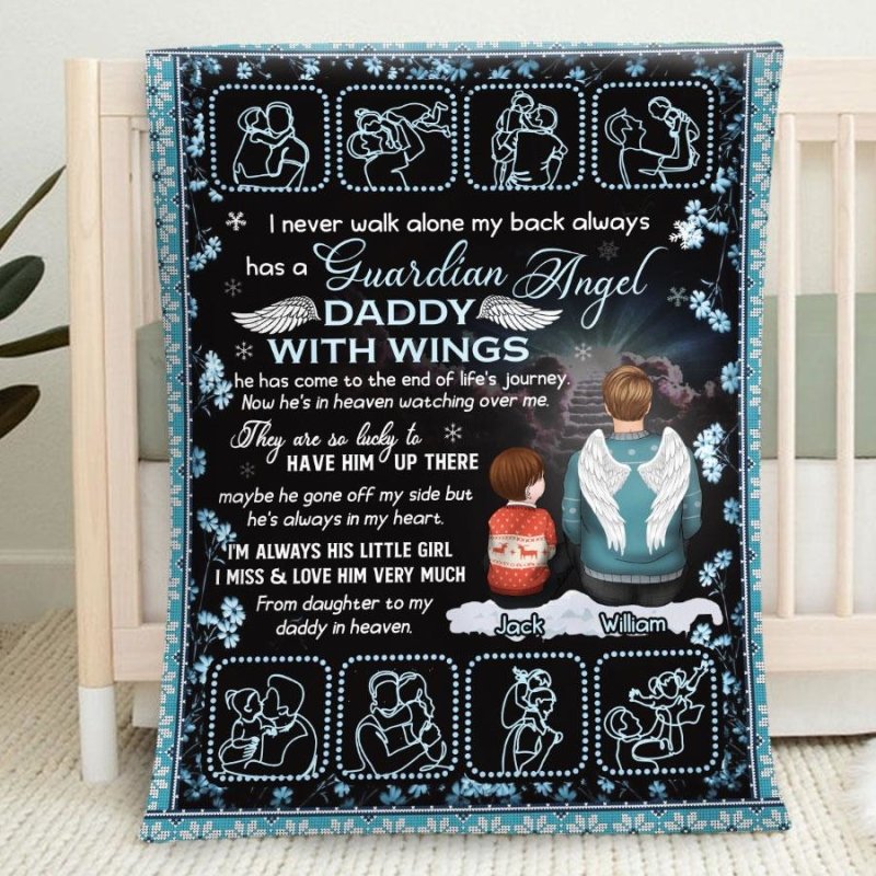 Daddy’S Little Girl Silhouette Personalized Christmas Blanket