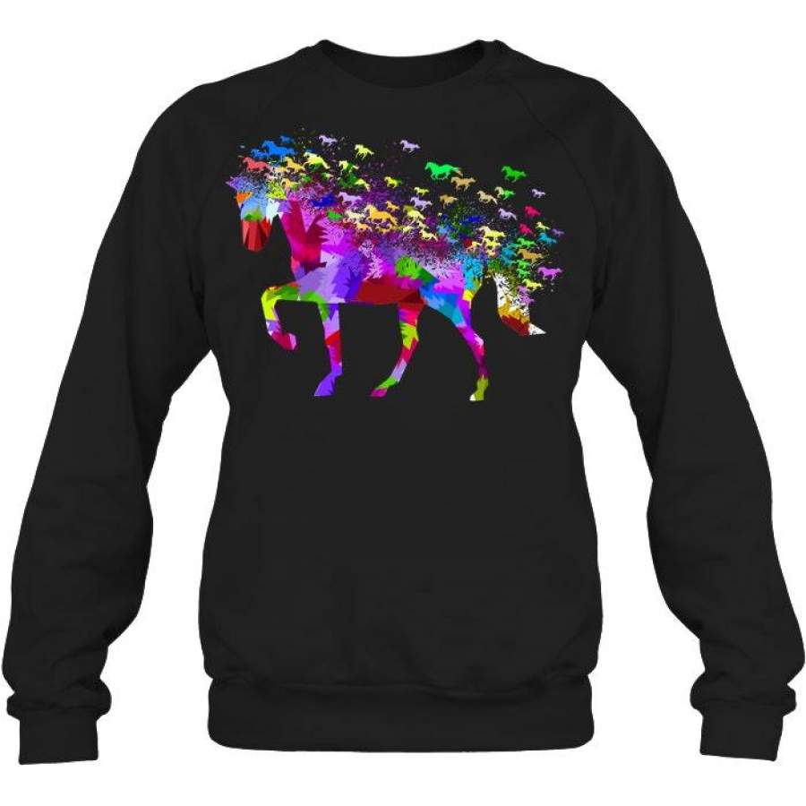 Colorful Horse Walking Freedom  Simple  Special Custom Design Sweatshirt