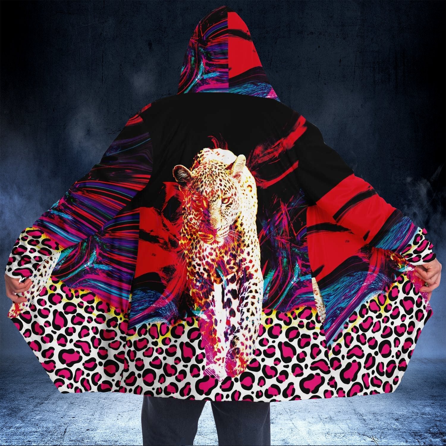 Abstract Art Leopard Print Unisex Luxurious Cloak, 3D Leopard Print Cloak