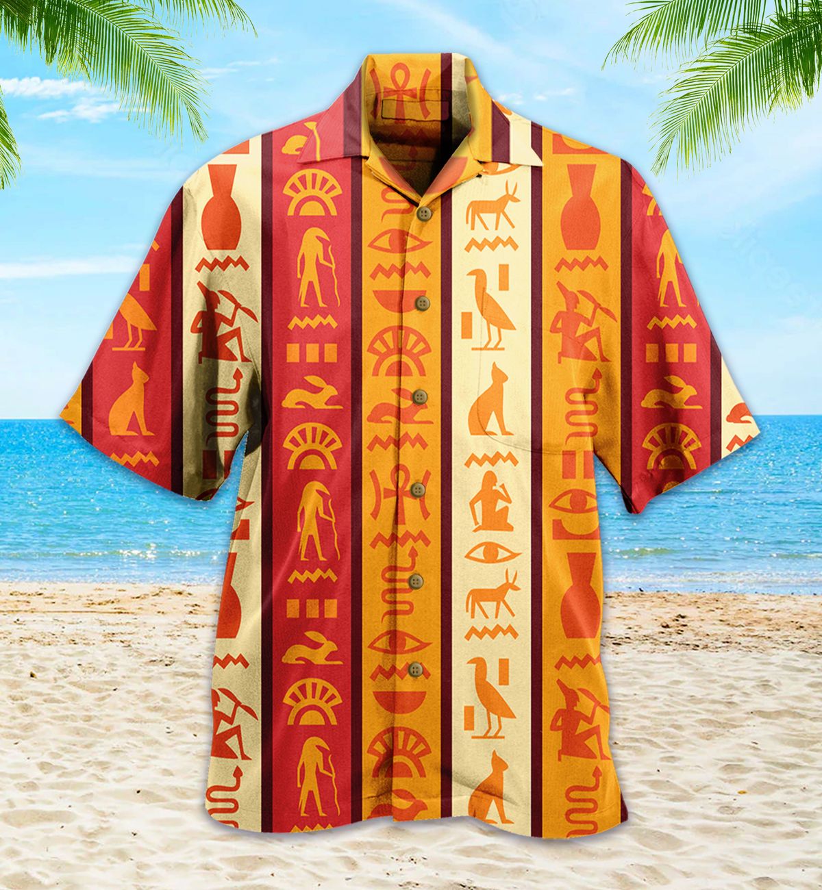 Ancient Egypt Symbols Vintage Red Hawaii Shirt Ha109556