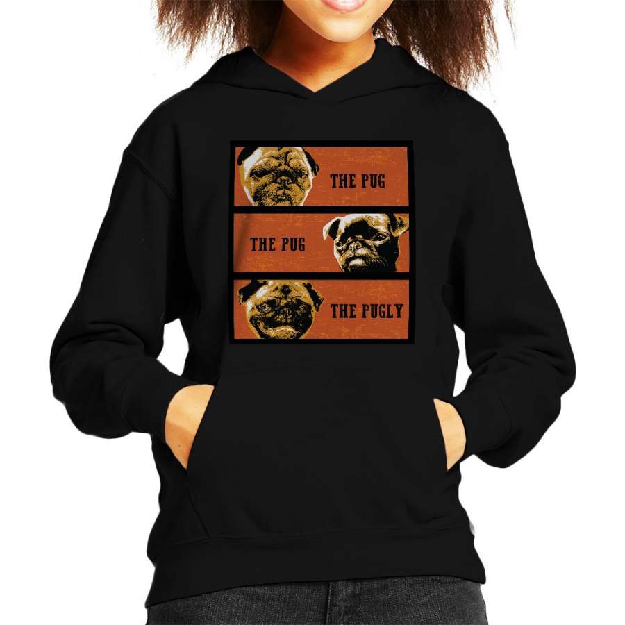 The Good The Bad And The Ugly Pug Parody Kid’s Hooded Sweatshirt