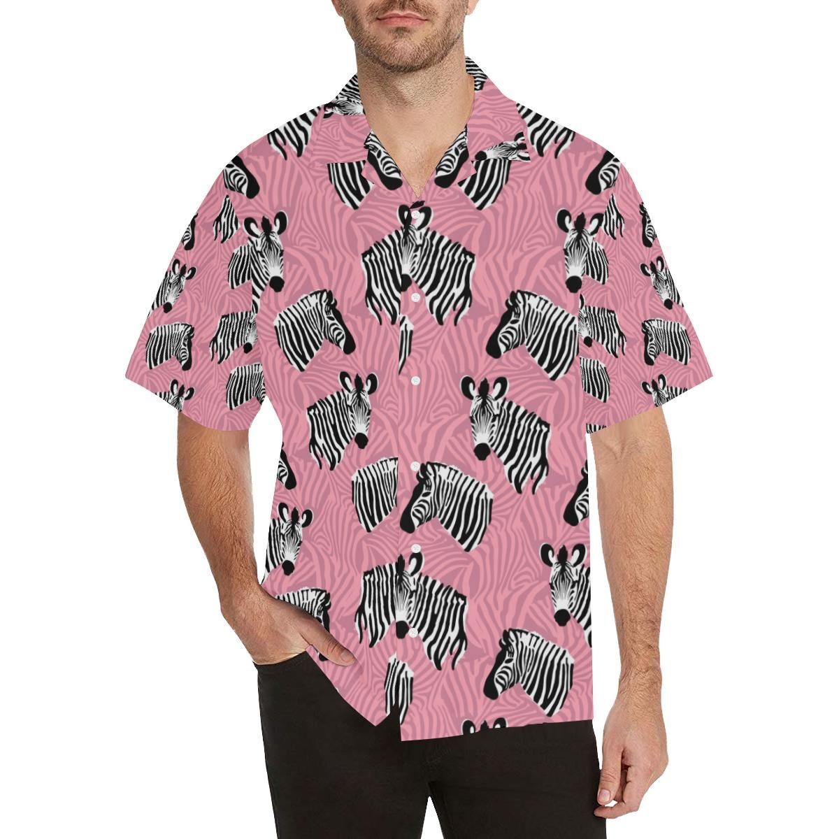 Zebra Head Pattern Men’S All Over Print Hawaiian Shirt