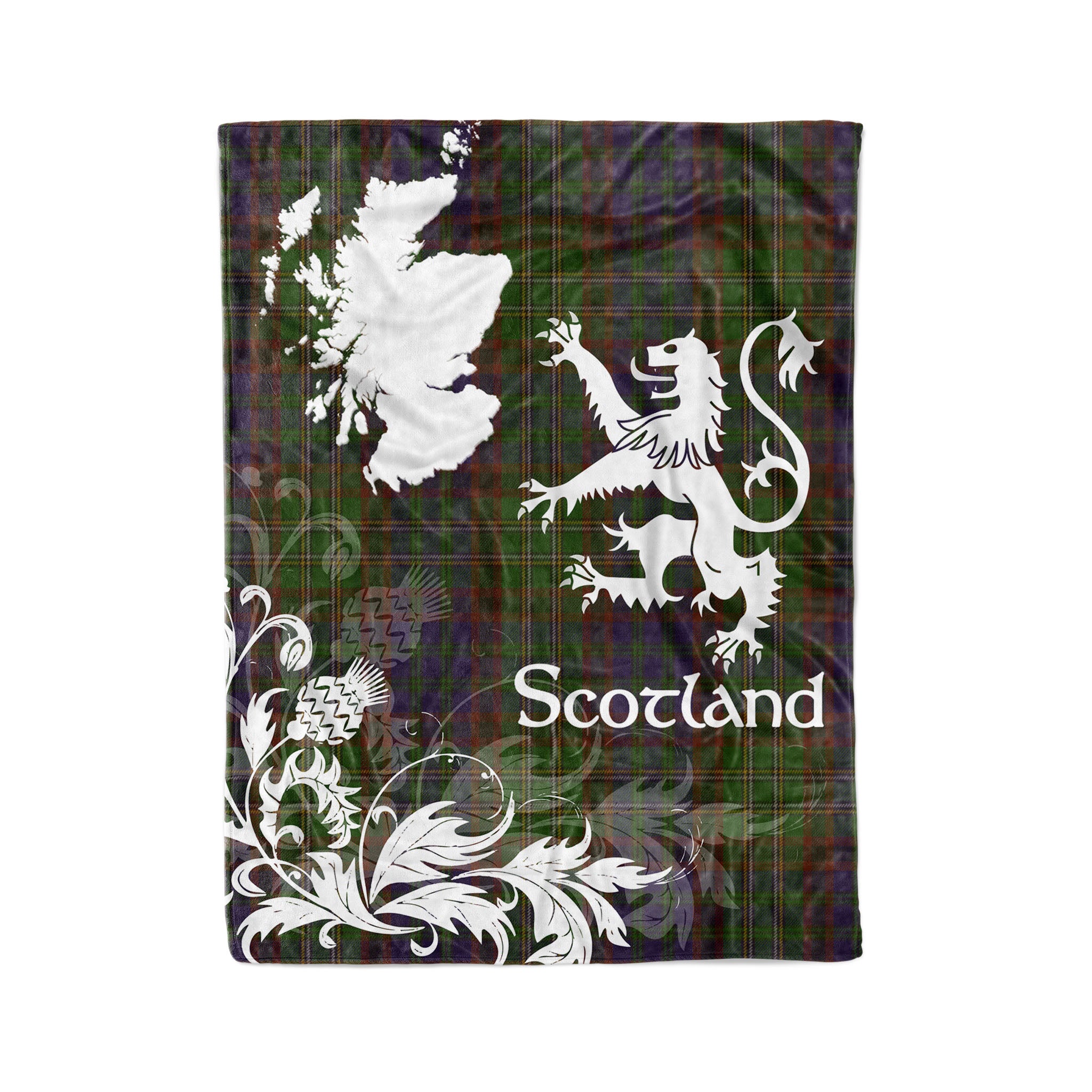 Tartan Plaid Fleece Blanket Tartan Blanket Thistle And Lion Scottish Clan Cunningham Hunting Modern Plaid Blanket