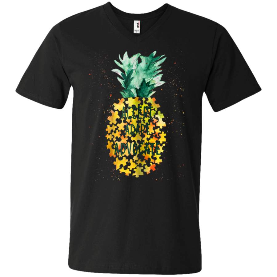 AGR Accept Adapt Advocate Pineapple Piece Puzzle Autism Unisex V-neck