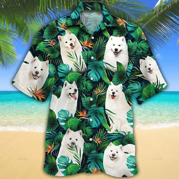 Papillon Dog Lovers Tropical Leaves Hawaii Graphic Print Short Sleeve Hawaii Shirt Ha35856