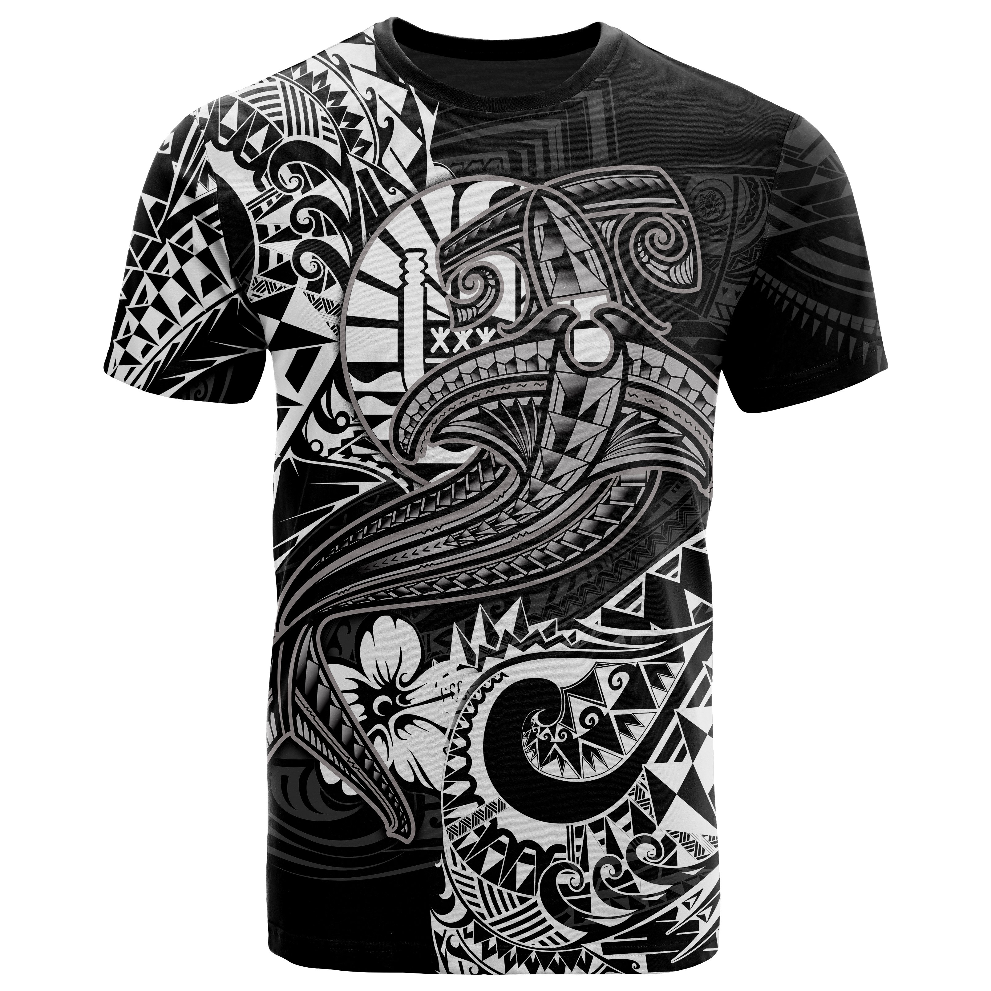 Tahiti T-Shirt – White Shark Polynesian Tattoo – BN18