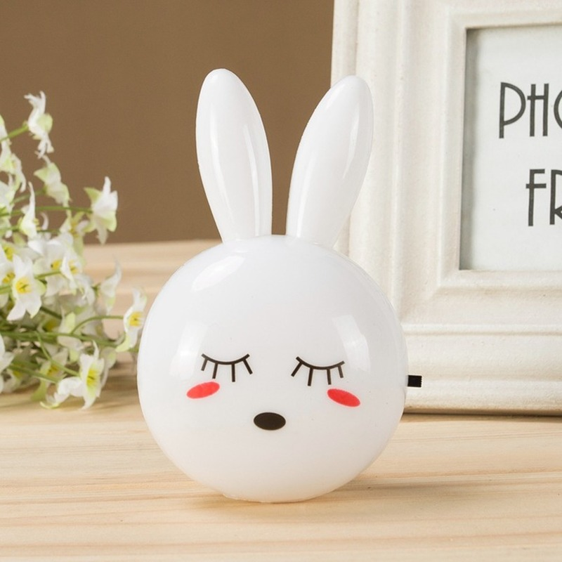 Cartoon Rabbit LED Night Light AC110-220V Switch Wall Night Lamp with US Plug Gifts for Kid/Baby/Children Bedroom Bedside Lamp alx