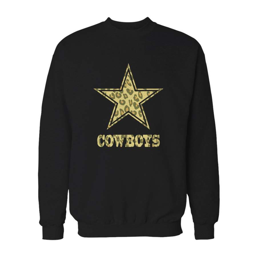 Cheetah Dallas Cowboys Leopard Baseball Star Print Love Deep In The Heart Texas Sweatshirt