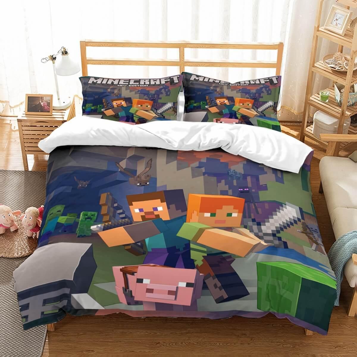 3d Minecraft Characters Bedding Set (Duvet Cover & Pillow Cases)