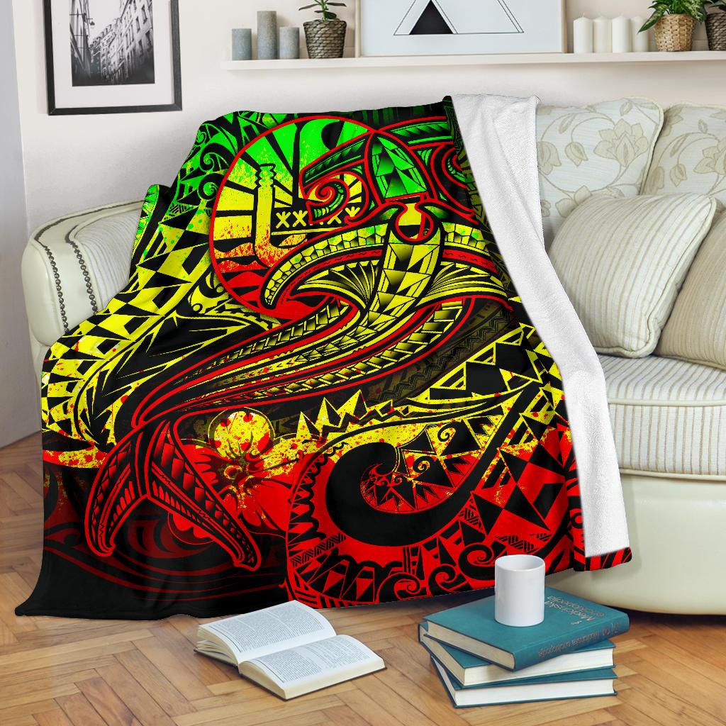 Tahiti Premium Blanket – Reggae Shark Polynesian Tattoo – BN18