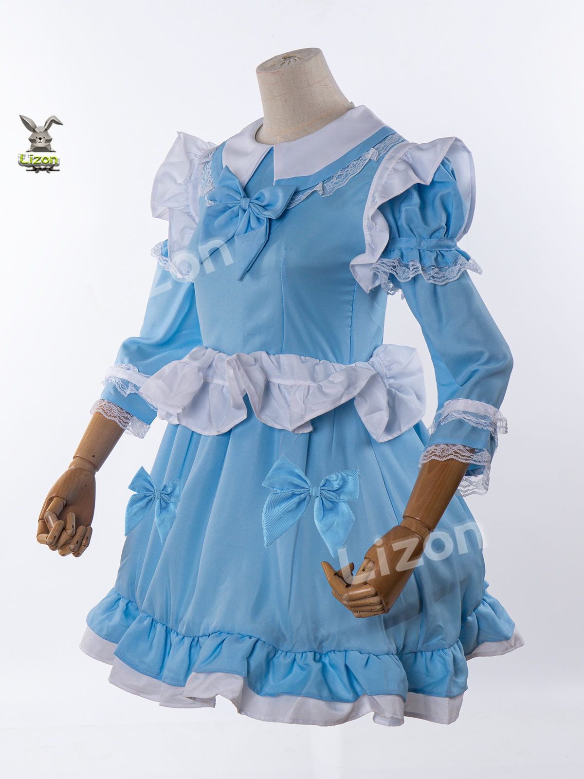 The Poppy Doll Cosplay Costume Dress I Am A Real Girl Women Blue Maid Dress Lolita Halloween Party Dress alx