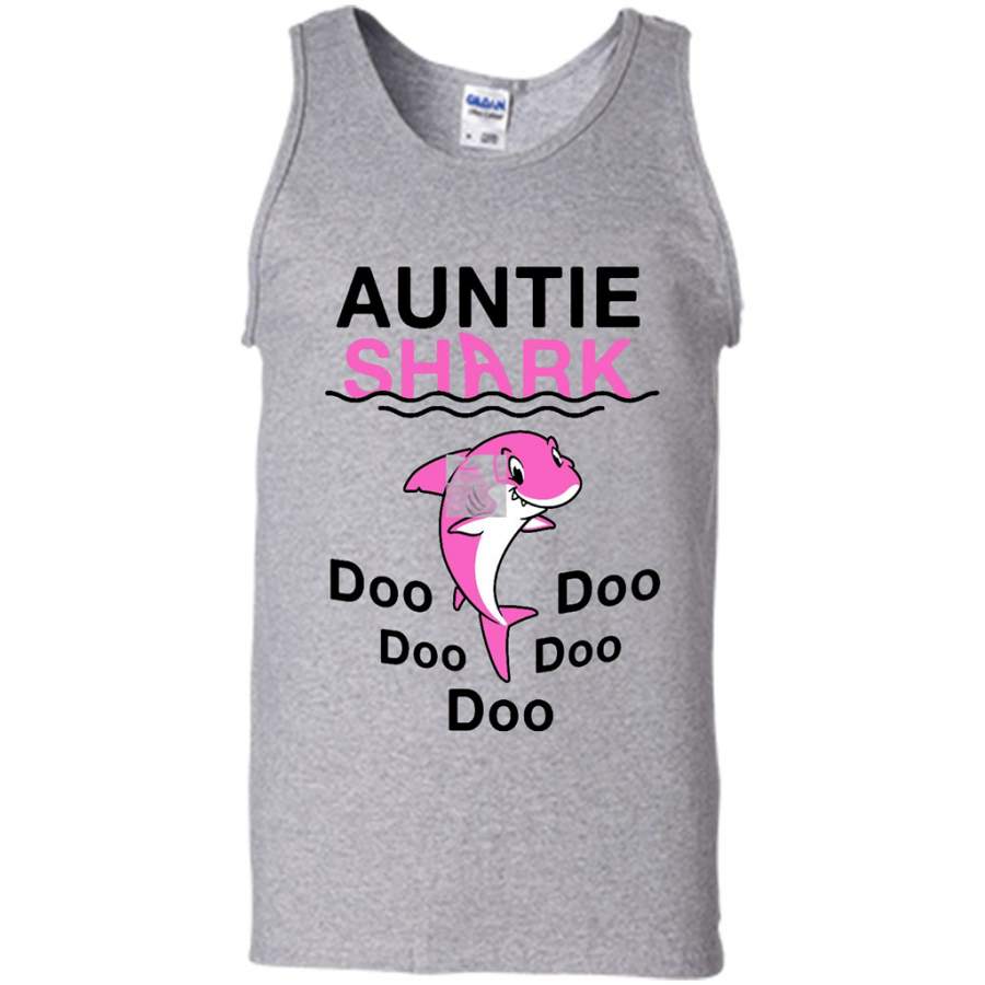 Auntie Shark Doo Doo Doo – Canvas Unisex Tank