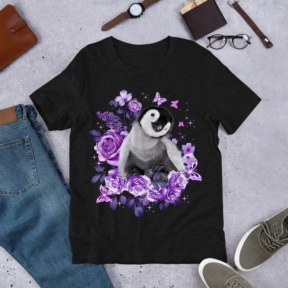 Penguin Purple Flowers Ttaz2510032Z Dark Classic T Shirt