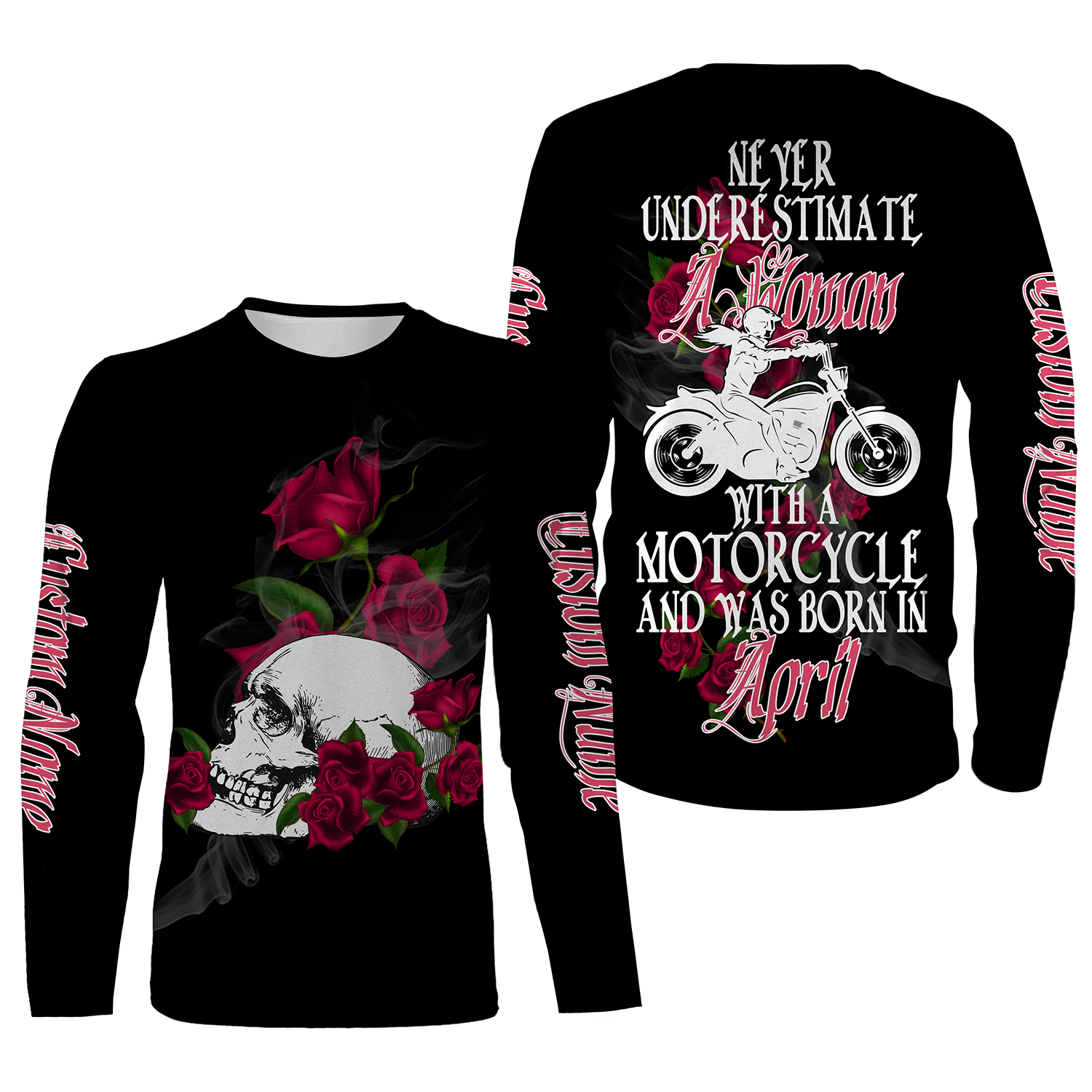 Rose Skull Biker Girl Riding Jersey Personalized Female Rider Shirt Motorcycle Custom Month Off-Road Nms487