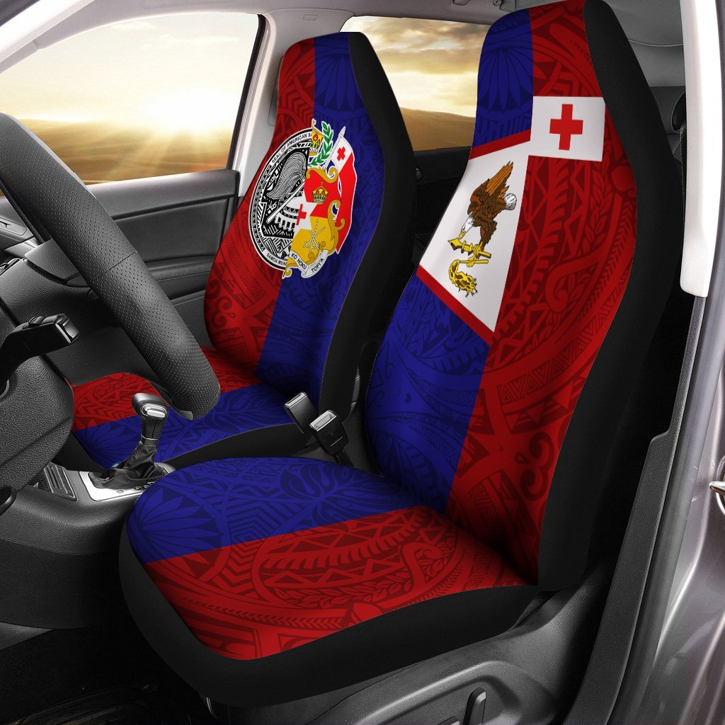 American Samoa And Tonga Hoodie Polynesian Pattern Car Seat Cover