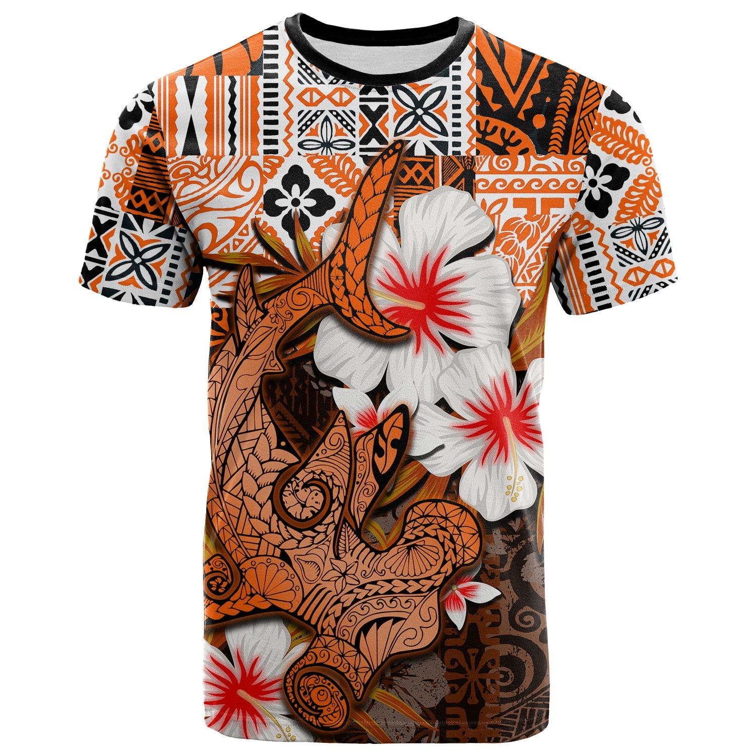 Hammerhead Shark T Shirt Hawaiian Style Orange Ha83586