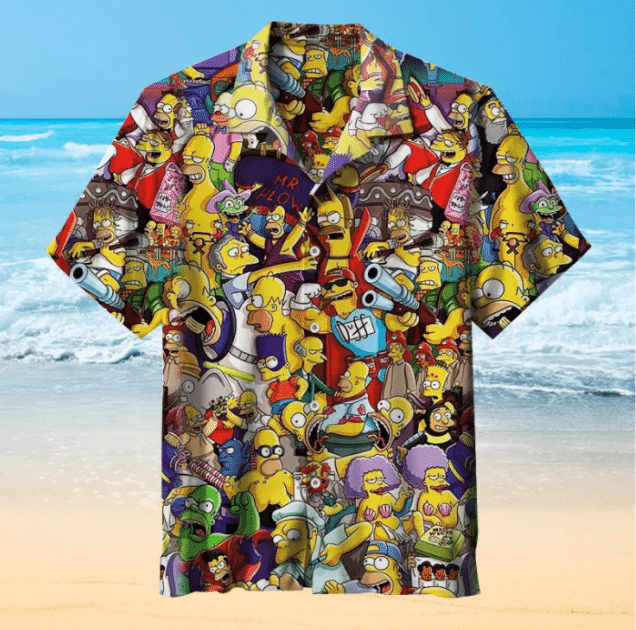 The Simpsons For Man And Woman Print Short Sleeve Hawaiian Shirt G95