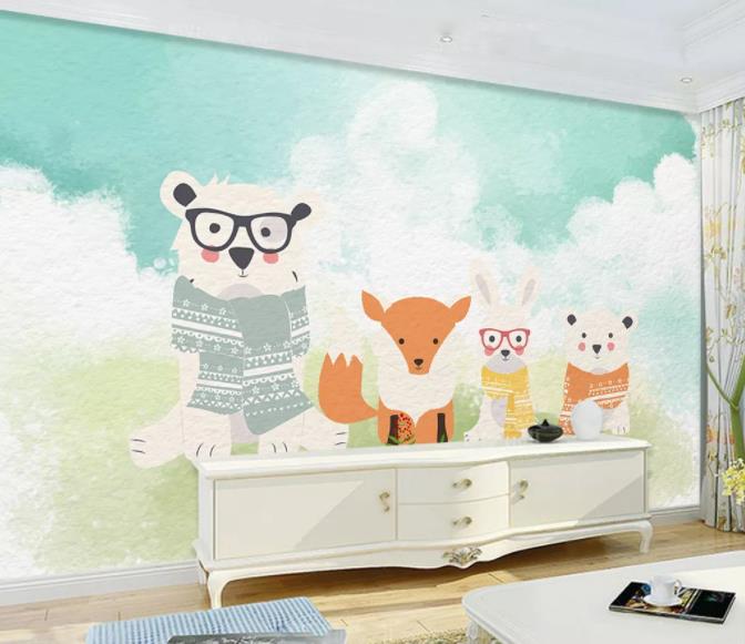 3D Cartoon Animals Wall Mural Wallpaper 134