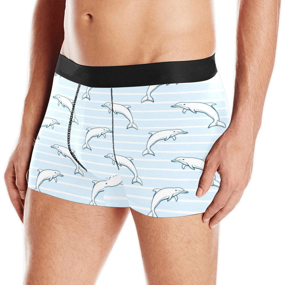 Dolphin Blue Striped Background Men’S All Over Print Boxer Briefs Men’S Underwear