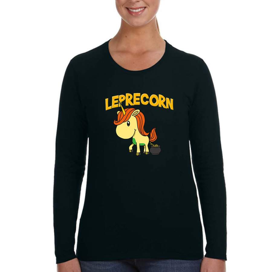 XtraFly Apparel Women’s Leprecorn Unicorn Leprechaun Shamrock St. Patrick’s Irish Long Sleeve T-Shirt