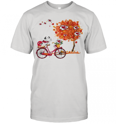 Maple Leaves Snoopy Riding Bike Logo Kansas City Chiefs Unisex Jersey Tee