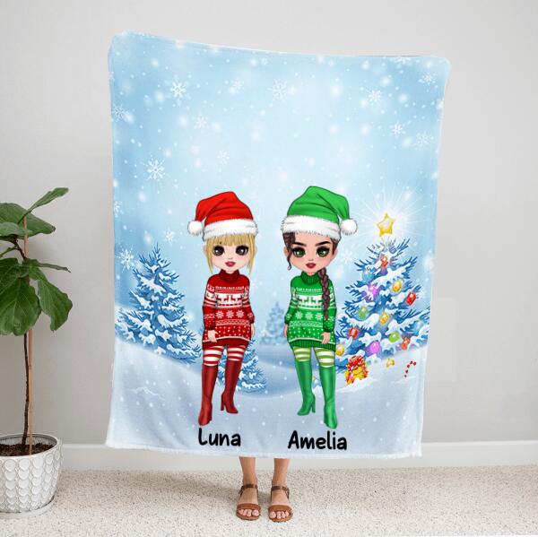 Personalized Blanket For Best Friend – Bff Christmas Gift Ideas – Cute Bestie Gifts – Up To 4 Girls