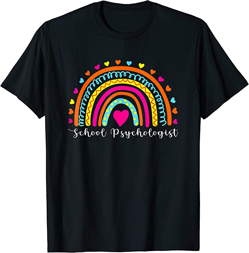 School Psychology Leopard Rainbow Funny Teacher T-Shirt