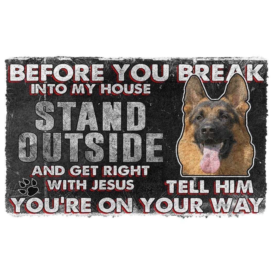 Gearhumans 3D German Shepherd Before You Break Into My House Custom Doormat