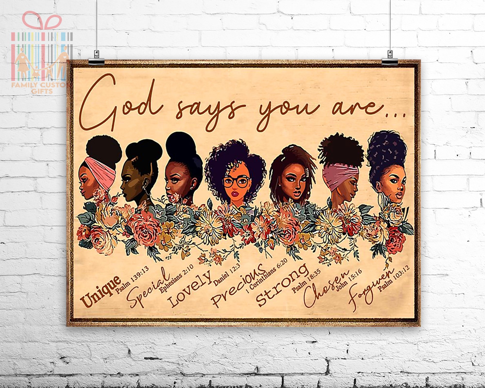 Custom Poster Prints Wall Art Wonder Black Girl God Says You Are Personalized Gifts Wall Decor – Gift for Girl