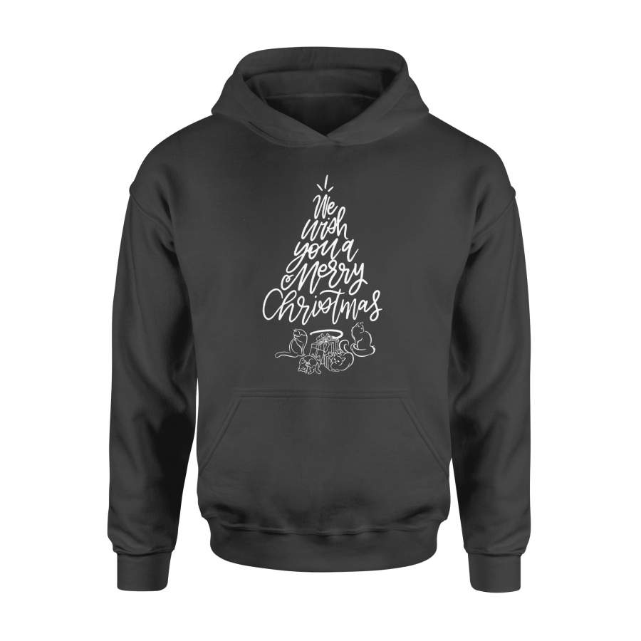 We Wish You A Merry Christmas Cat And Christmas Tree Hoodie
