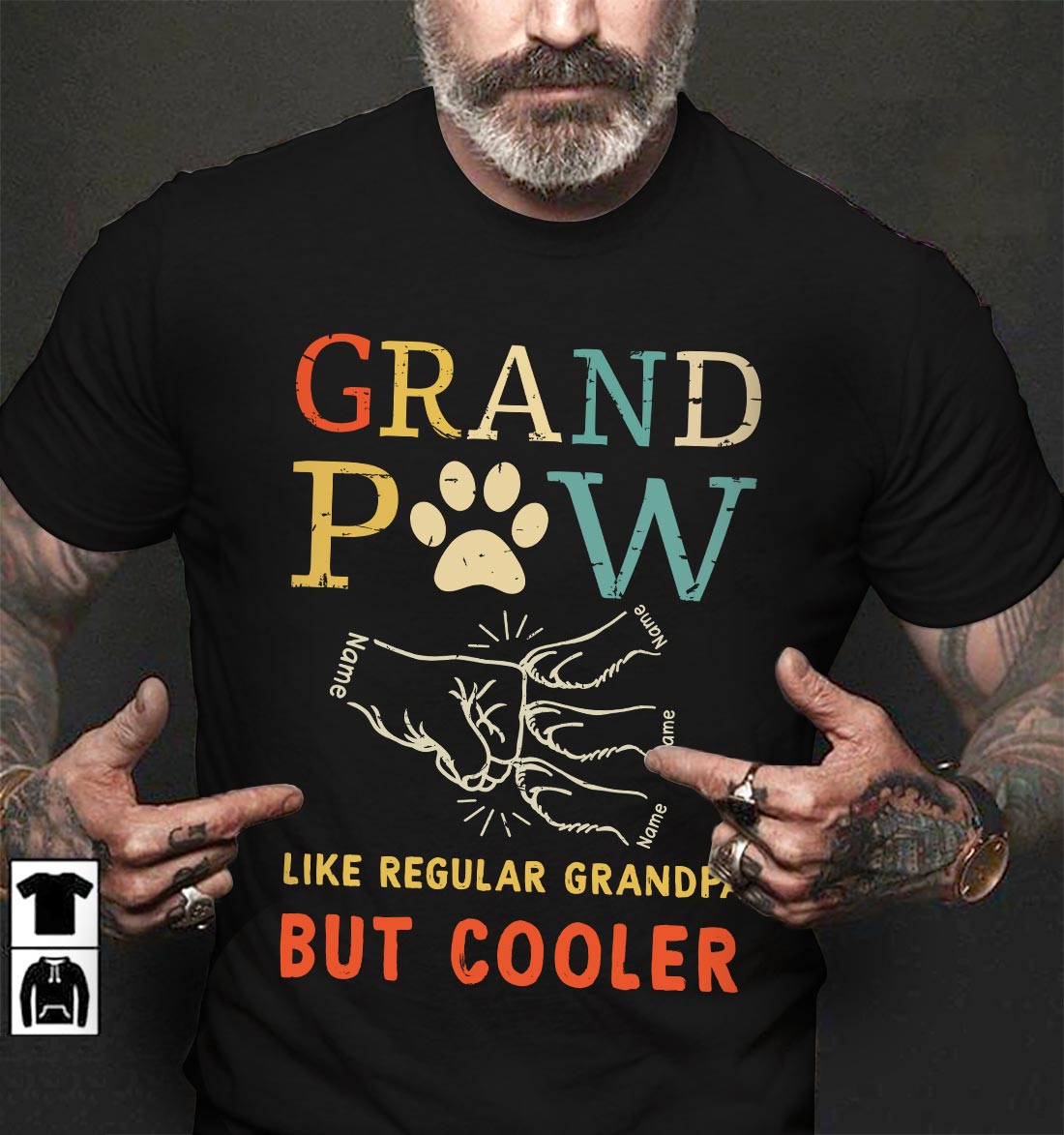 Personalized Dog’S Name Shirts, Grand Paw Like Regular Grandpa But Cooler With Dog Paw And Human Hand, Gift For Dog Grandpa, M0402, Nh95