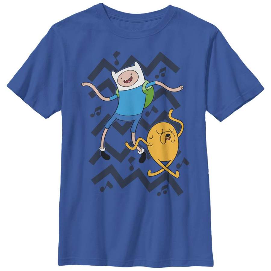 Adventure Time Boy’s Finn and Jake Dance  T Shirt Royal Blue