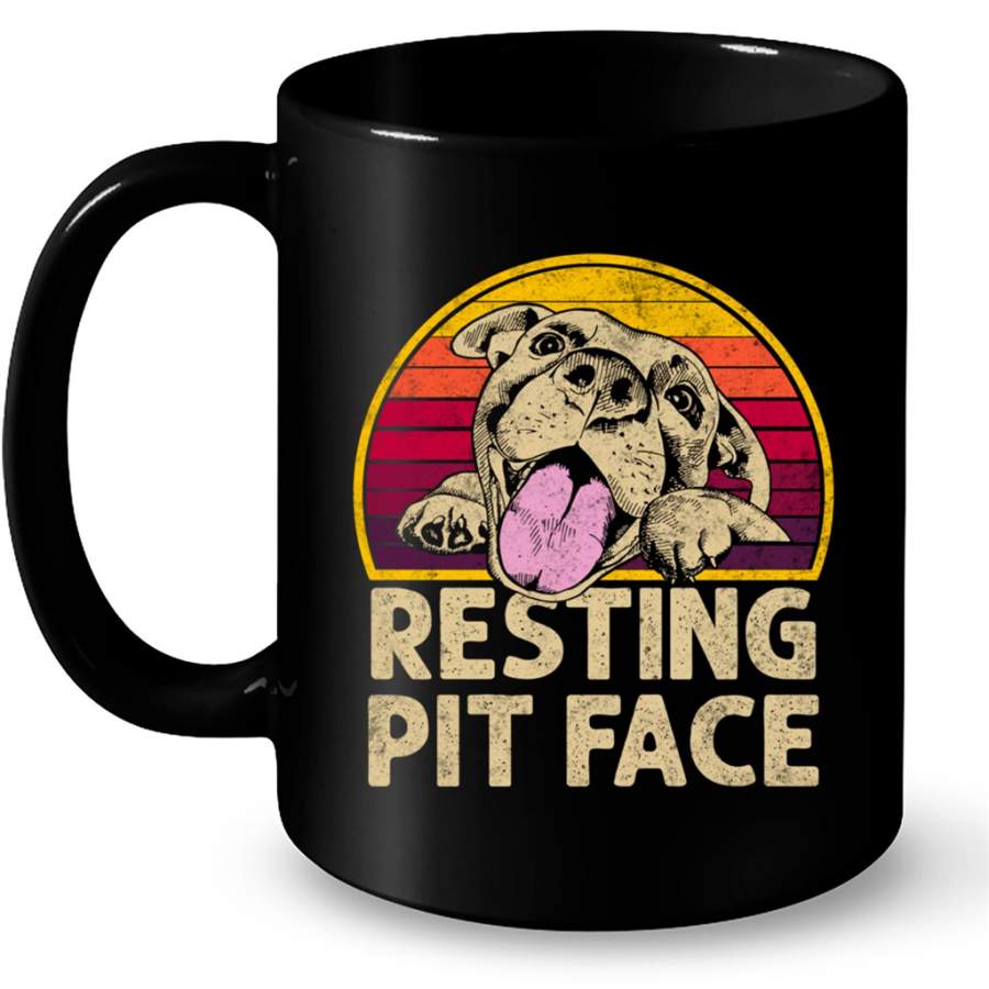 Dog Pitbull Resting Pit Face Funny gift Ideas For Pitbull Dog Lovers Classic Vintage Dog Mom, Dog Dad – Coffee Black Mug