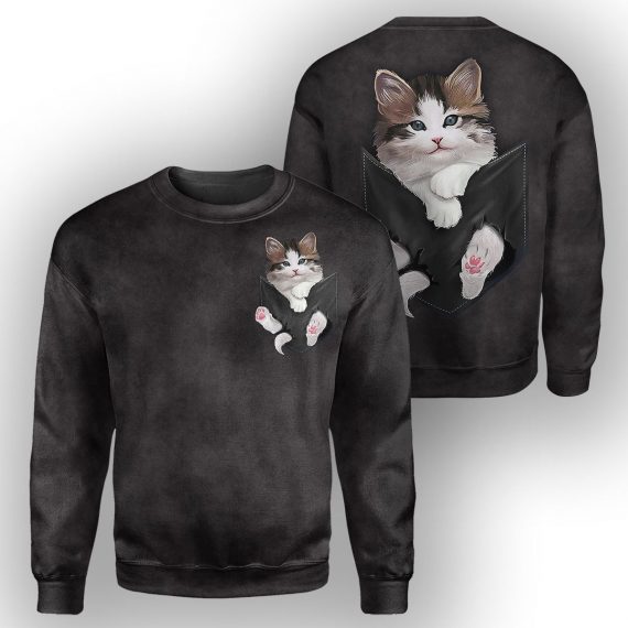 Cat Pocket All Over Print Unisex Sweatshirt For Cat Lovers