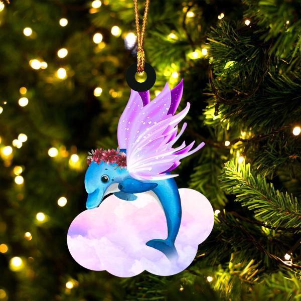 Dolphin And Wings Gift For Dolphin Lover Ornament