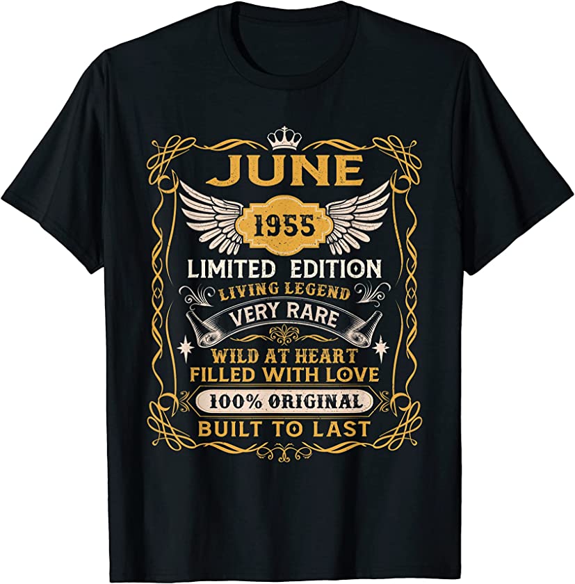 66th Birthday Gift 66 Years Old Retro Vintage June 1955 T-Shirt