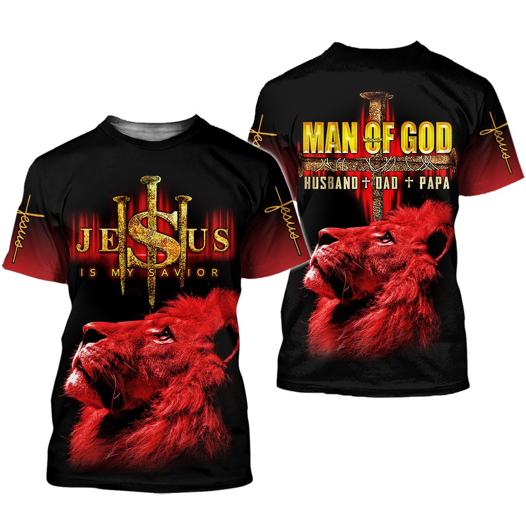 Man Of God Husband Dad Papa Jesus Is My Savior 3D All Over Printed Clothes, Jesus Dad 3D Shirt, Christmas Father’S Day Gifts