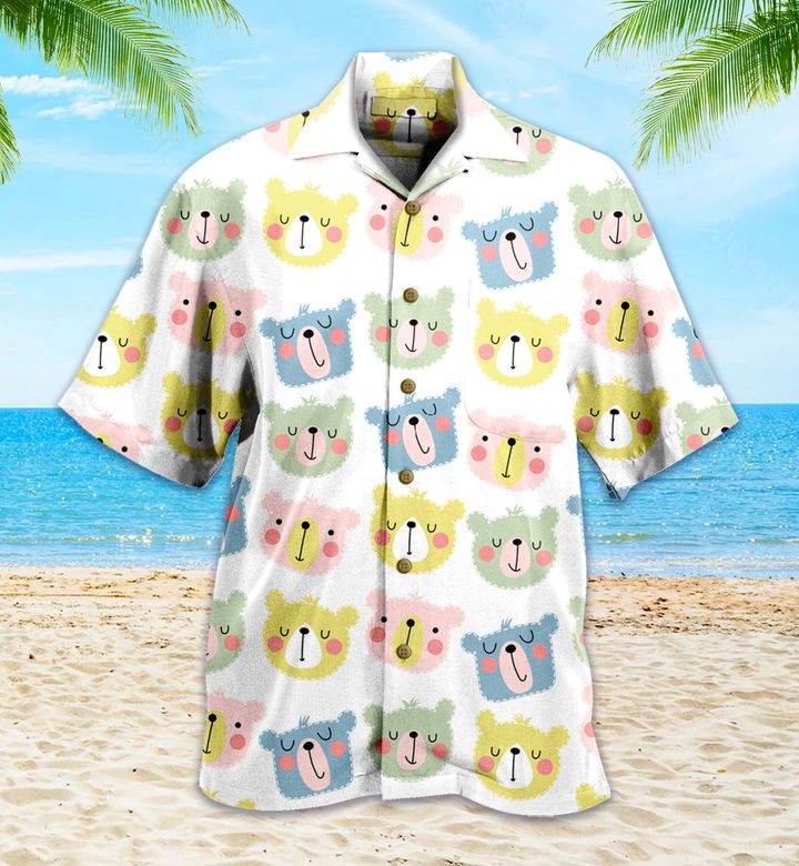 Cute Smiling Bear Heads Colorful Hawaii Shirt Ha40893