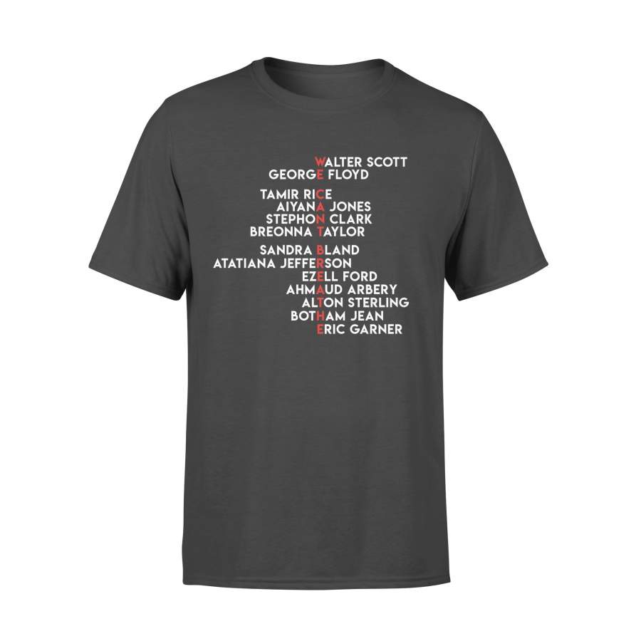 We Can’t Breathe T-Shirt With Names Of Victims Black Lives Matter