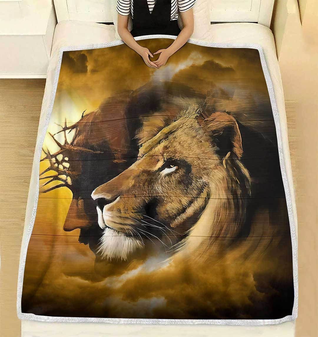 The Lion Of Judah Jesus Christ Fleece Blanket Sherpa Blanket Christian Blanket Christmas Gift Home Decor