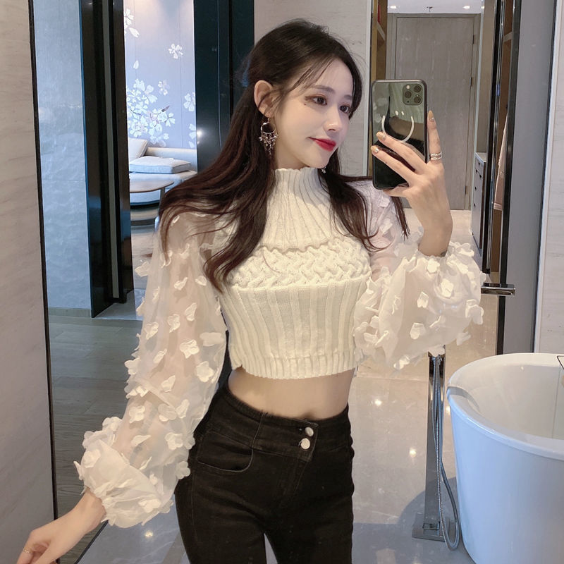 2020 nian Autumn Winter Chiffon Lantern Sleeve Sweater Women’s Sweater Woman Sweaters Femme Chandails Pull Hiver alx