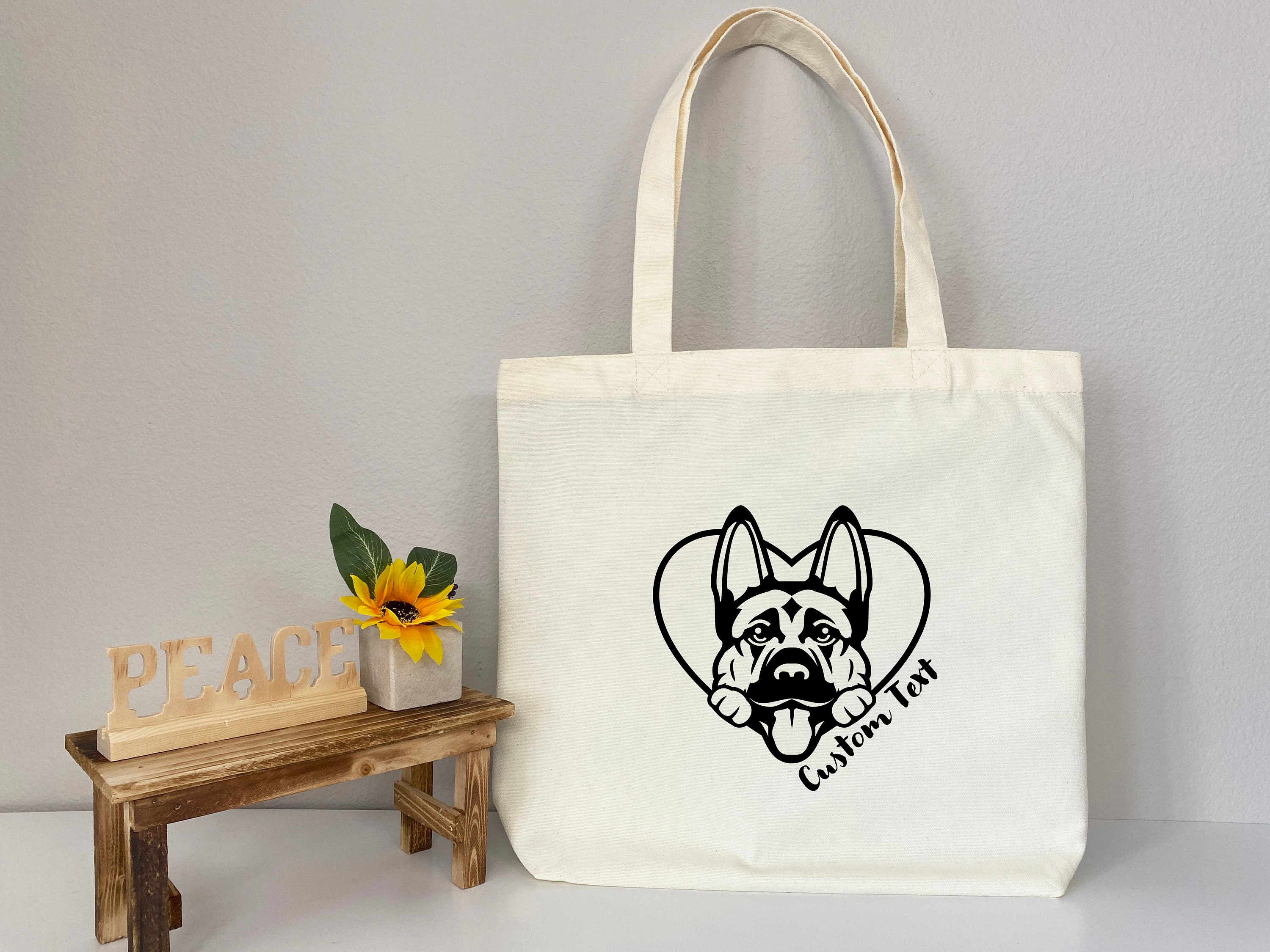 Puppy Bag, Puppy Tote Bag, German Shepherd Bag, Cute Tote Bag, Dog Bag, Dog Mom Tote Bag, Custom Pet Bag, Dog Lover Gift, Gift for Dog Mom