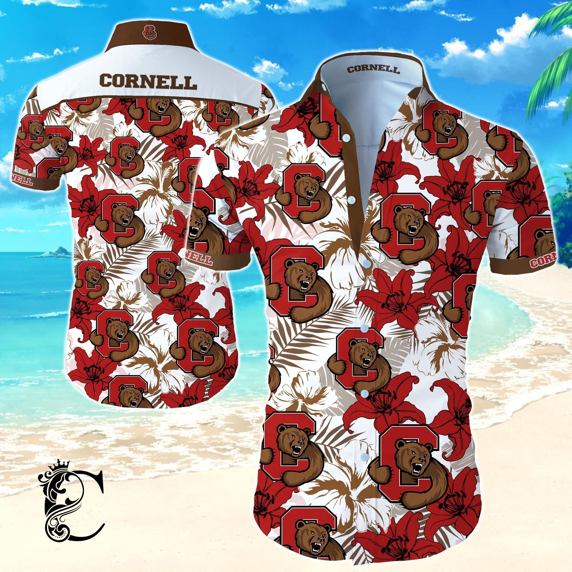 Beach Shirt Cornell Big Red Hawaiian Shirt- Chillicothemall