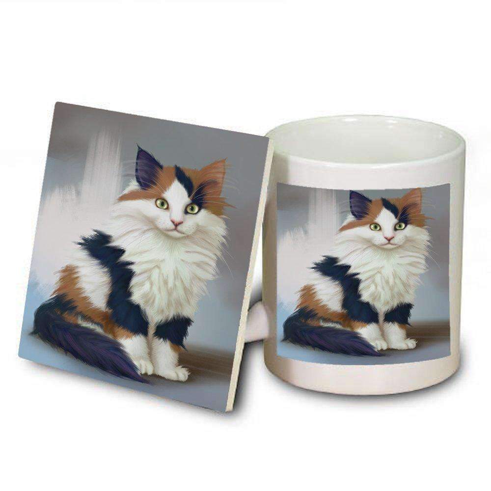 Calico Kitten Cat Mug And Coaster Set