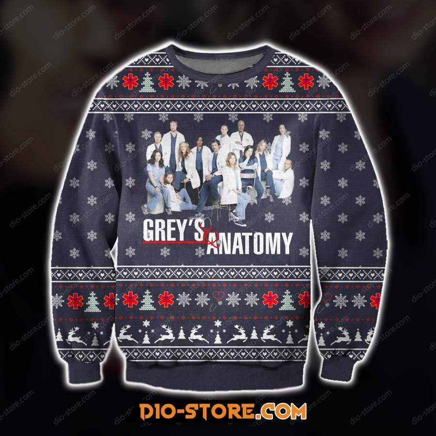 3D ALL OVER PRINT KNITTING PATTERN Grey’s Anatomy UGLY CHRISTMAS SWEATER