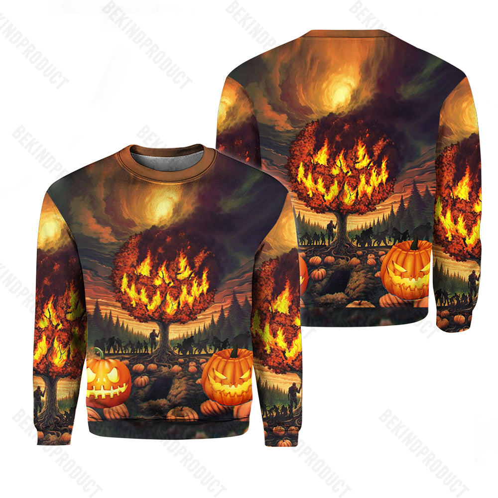 Halloween Pumpkin Crewneck Sweatshirt All Over Print Sweatshirt For Men & Women